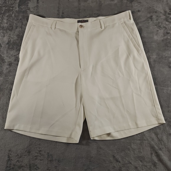 Peter Millar Golf Shorts Men's 36 White Chino Performance Wicking Stretch - Picture 1 of 13